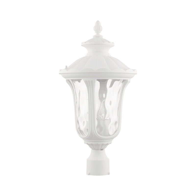 Oxford 3-Light Large Outdoor Post Light with Clear Water Glass in Textured White