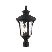 Oxford 3-Light Large Outdoor Post Light with Clear Water Glass in Textured Black