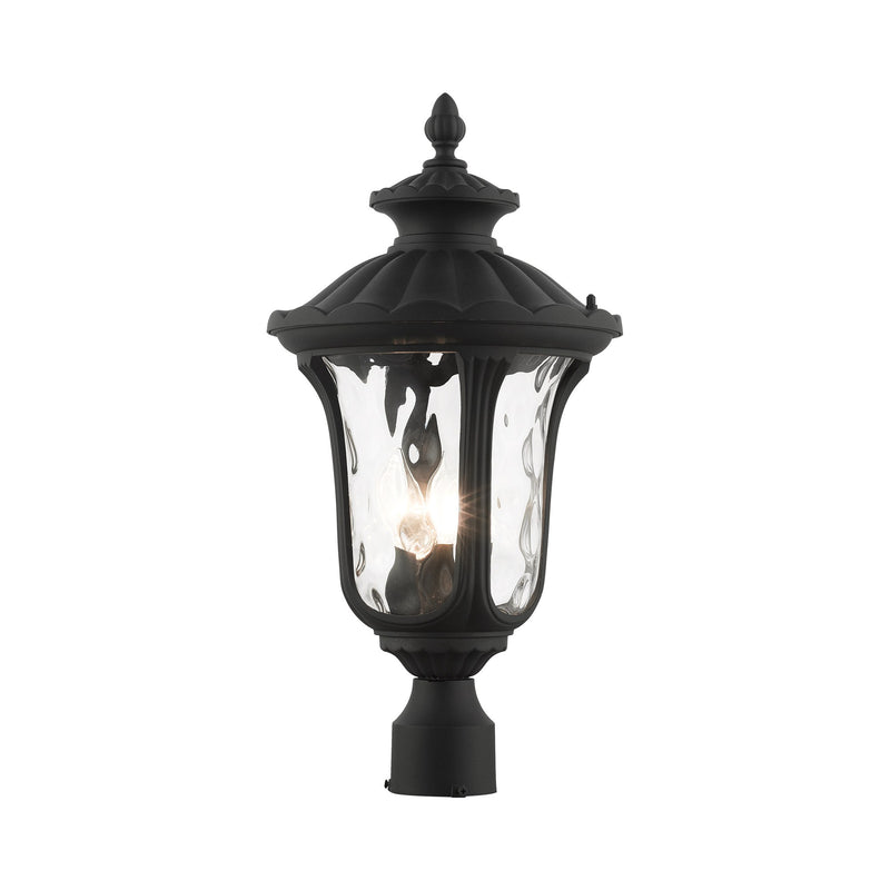 Oxford 3-Light Large Outdoor Post Light with Clear Water Glass in Textured Black