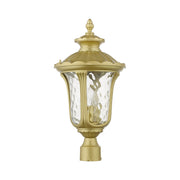 Oxford 3-Light Large Outdoor Post Light with Clear Water Glass in Soft Gold
