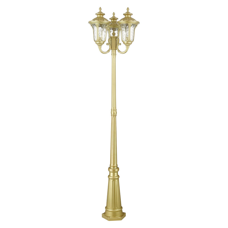 Oxford 3-Head Outdoor Post Light in Soft Gold