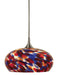 One Light Pendant In Brushed Steel With Multi Color Glass