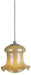 One Light Pendant In Brushed Steel With Amber/Brown Glass