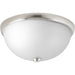 Etched Glass Dome Two Light Flush Mount in Brushed Nickel