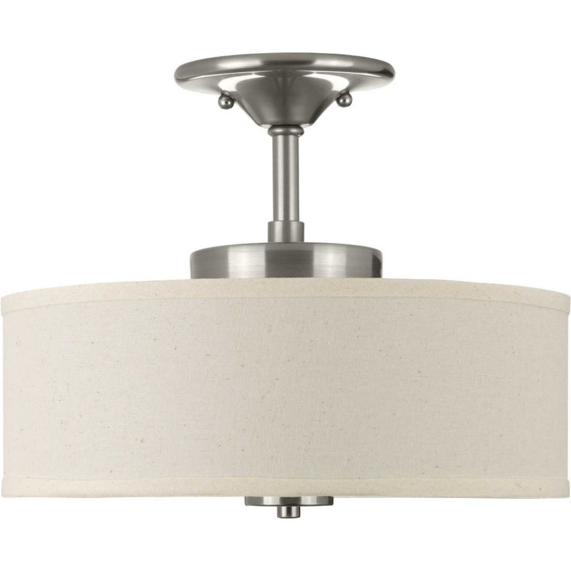Inspire LED Off-White Shade Semi-Flush Mount in Brushed Nickel