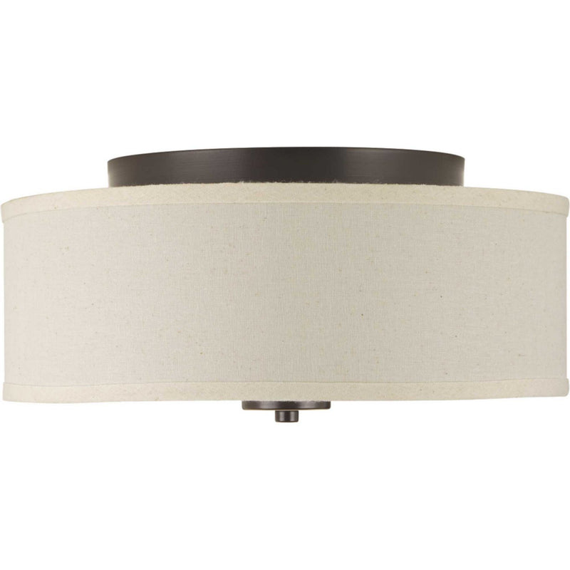 Inspire LED Off-White Shade Flush Mount in Antique Bronze