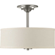 Inspire 2-Light Fabric Shade Semi-Flush Mount in Brushed Nickel