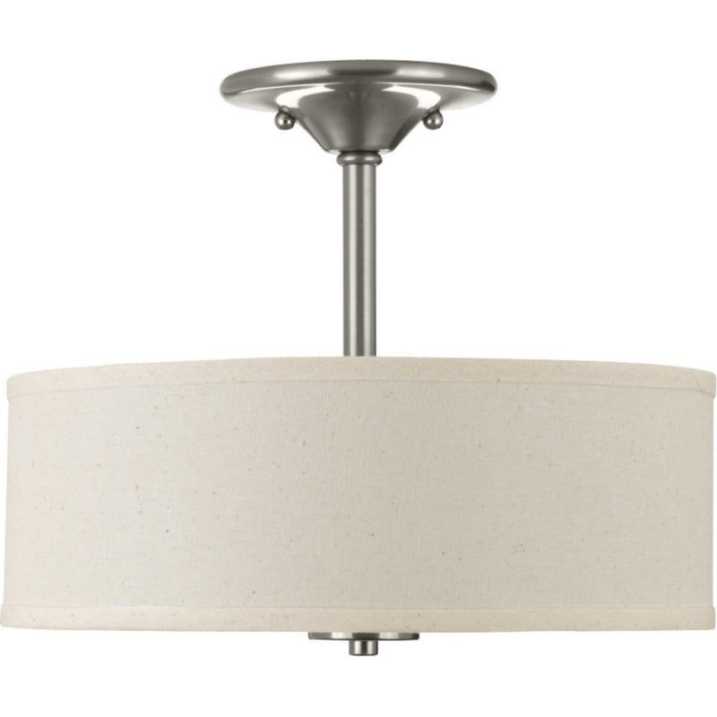Inspire 2-Light Fabric Shade Semi-Flush Mount in Brushed Nickel