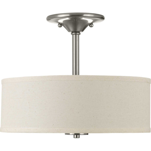 Inspire 2-Light Fabric Shade Semi-Flush Mount in Brushed Nickel