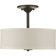Inspire 2-Light Fabric Shade Semi-Flush Mount in Antique Bronze