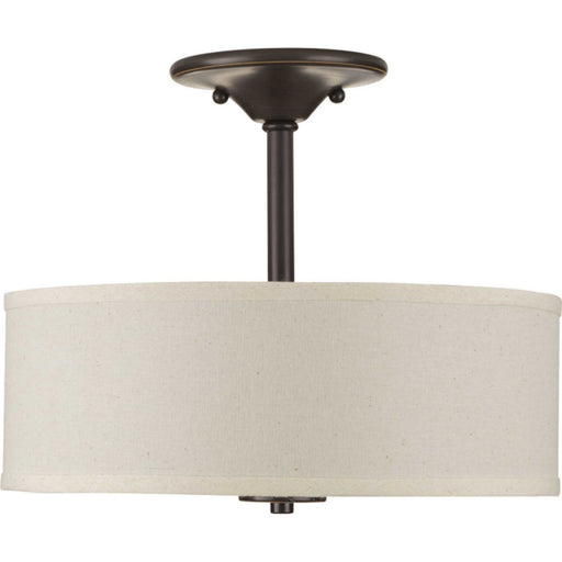 Inspire 2-Light Fabric Shade Semi-Flush Mount in Antique Bronze