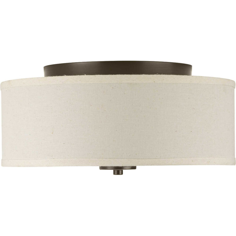 Inspire 2-Light Fabric Shade Flush Mount in Antique Bronze