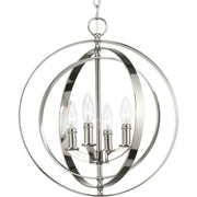 Equinox 4-Light Foyer Chandelier in Polished Nickel