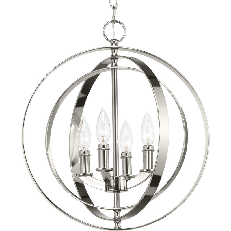 Equinox 4-Light Foyer Chandelier in Polished Nickel