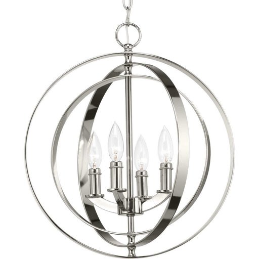 Equinox 4-Light Foyer Chandelier in Polished Nickel