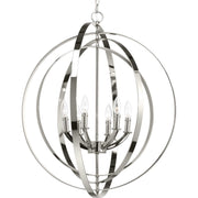 Equinox 6-Light Foyer Chandelier in Polished Nickel