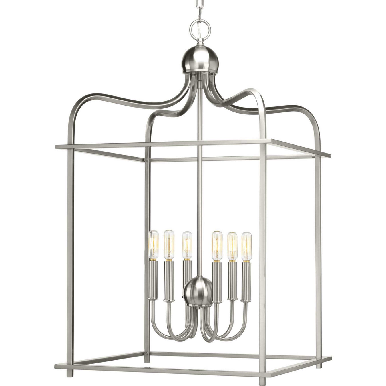 Assembly Hall Six Light Foyer Pendant in Brushed Nickel