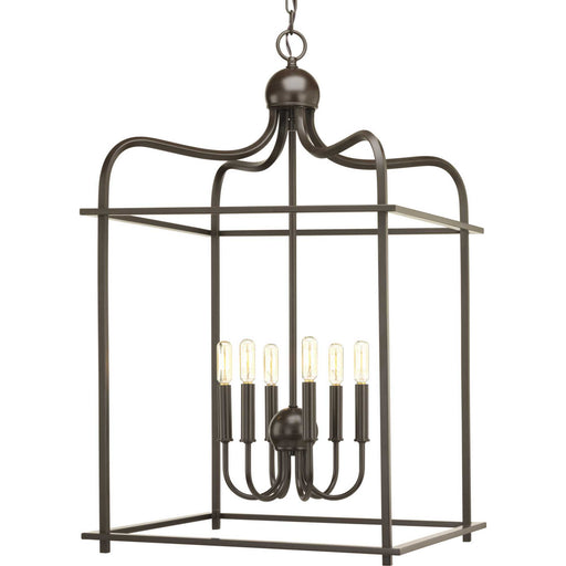 Assembly Hall Six Light Foyer Pendant in Antique Bronze
