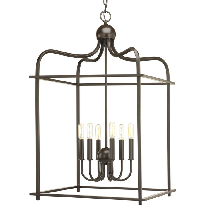 Assembly Hall Six Light Foyer Pendant in Antique Bronze