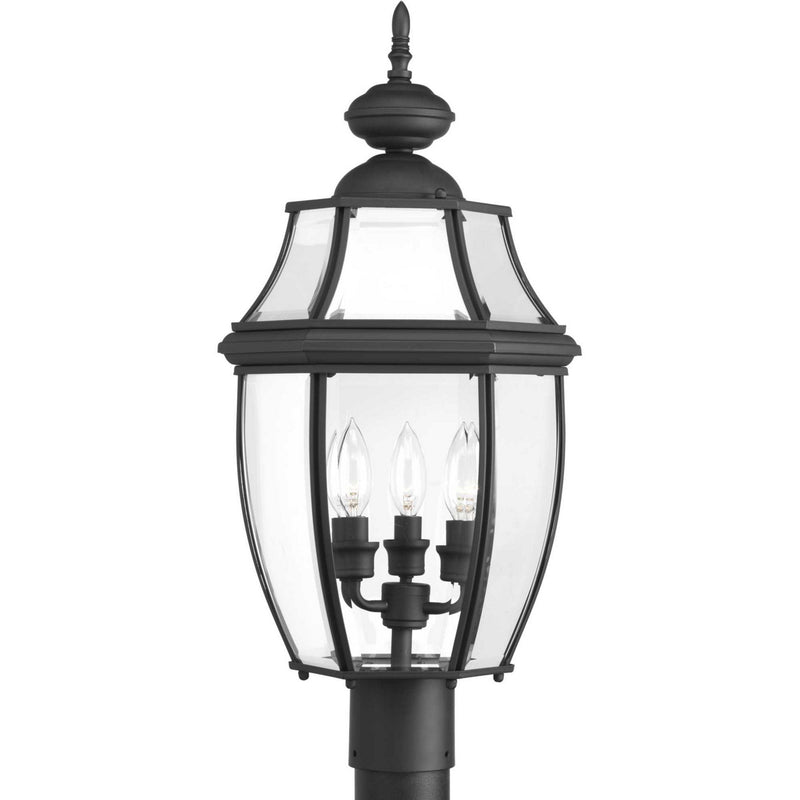 New Haven Three Light Post Lantern in Black