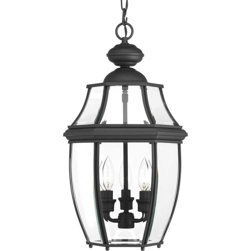 New Haven 3-Light Outdoor Lantern Pendant in Black