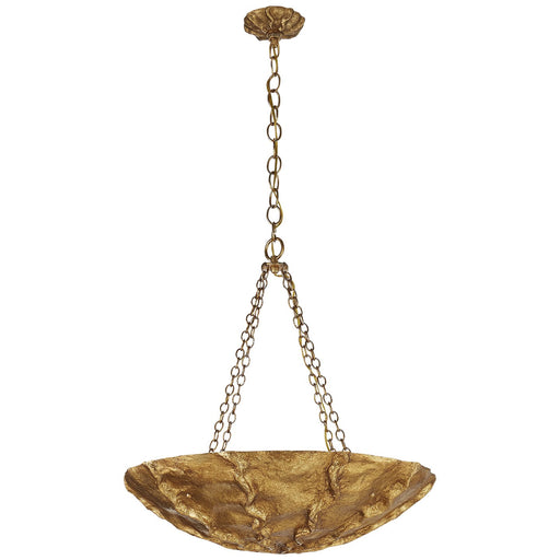 Benit Medium Sculpted 4-Light Pendant in Gilded Plaster
