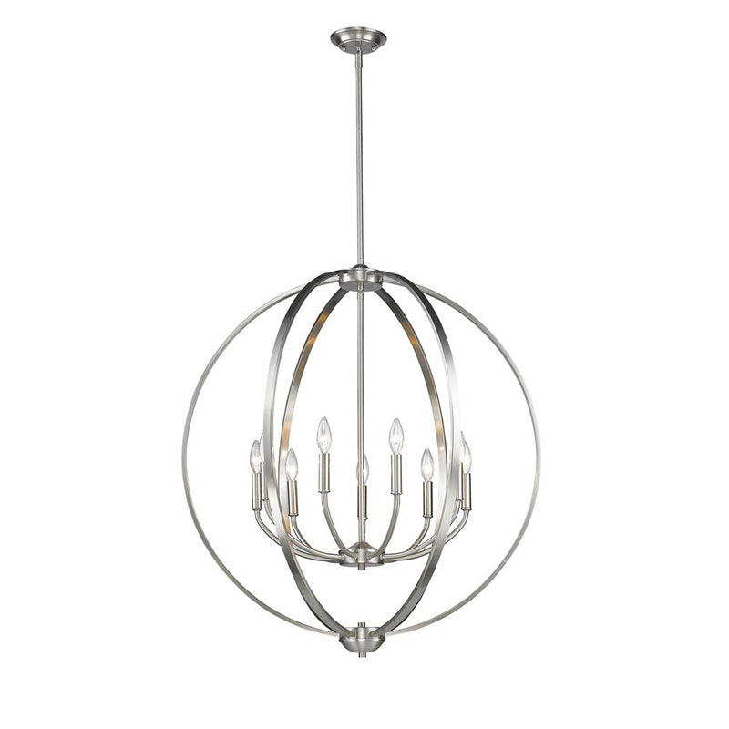 3167-9 PW- Colson 9-Light Chandelier in Pewter with No Shade by Golden Lighting