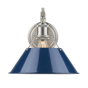 Orwell 1-Light Wall Sconce in Pewter with Navy Blue Shade - Lamps Expo