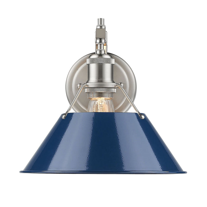 Orwell 1-Light Wall Sconce in Pewter with Navy Blue Shade - Lamps Expo