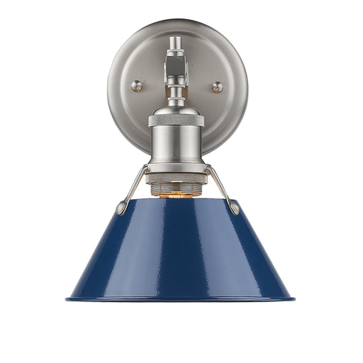 Orwell 1-Light Bath Vanity in Pewter with Navy Blue Shade