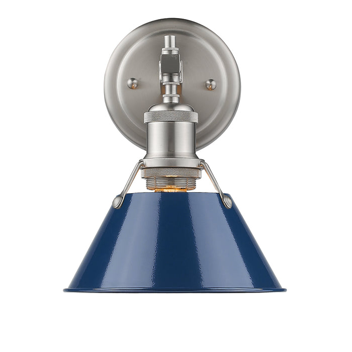 Orwell 1-Light Bath Vanity in Pewter with Navy Blue Shade
