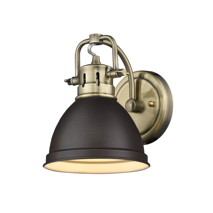 Duncan 1-Light Bath Vanity in Aged Brass with Rubbed Bronze Shade