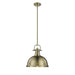 Duncan 1-Light Pendant with Rod in Aged Brass with Aged Brass Shade