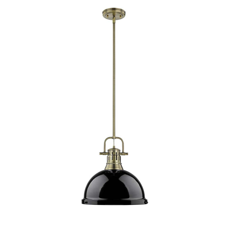Duncan 1-Light Pendant with Rod in Aged Brass