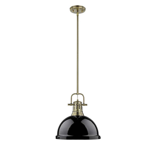 Duncan 1-Light Pendant with Rod in Aged Brass