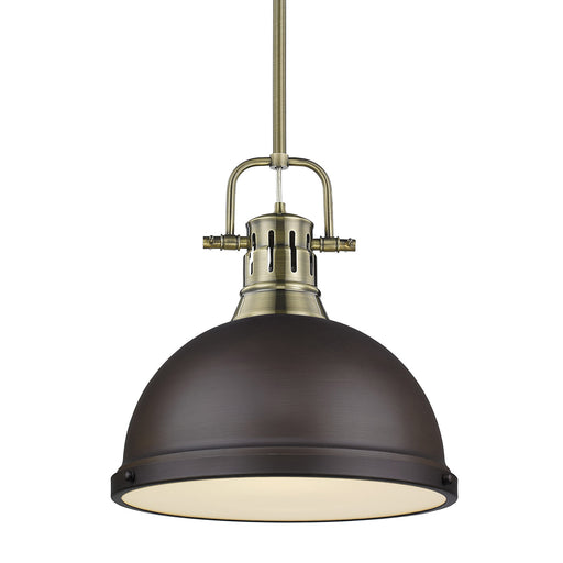 Duncan 1-Light Pendant with Rod in Aged Brass