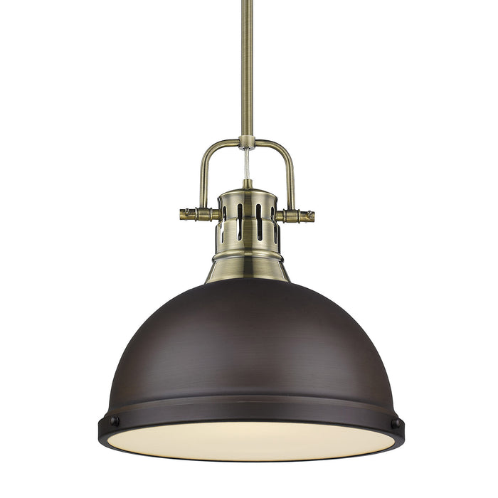 Duncan 1-Light Pendant with Rod in Aged Brass