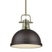 Duncan 1-Light Pendant with Rod in Aged Brass