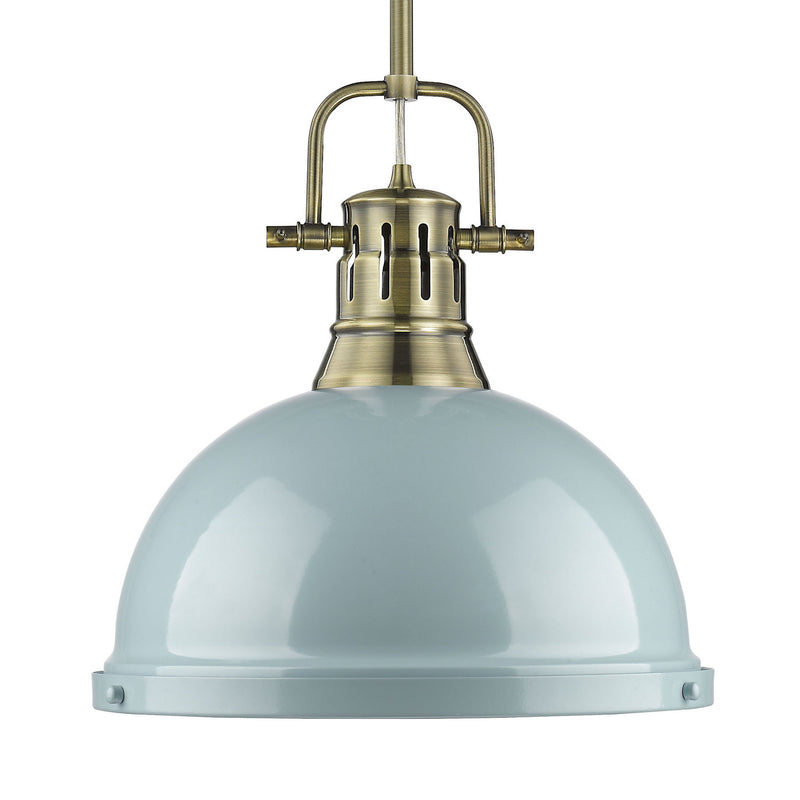 Duncan 1-Light Pendant with Rod in Aged Brass