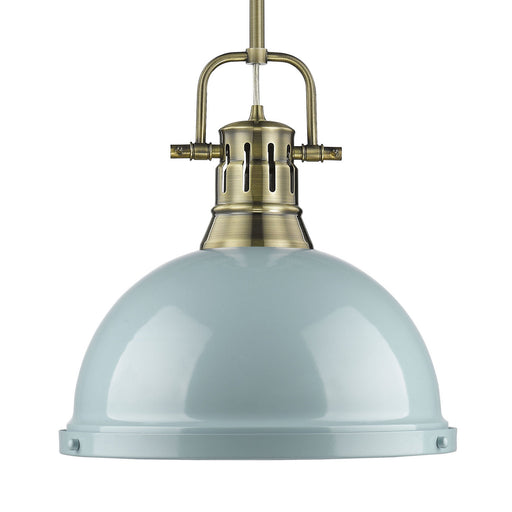 Duncan 1-Light Pendant with Rod in Aged Brass