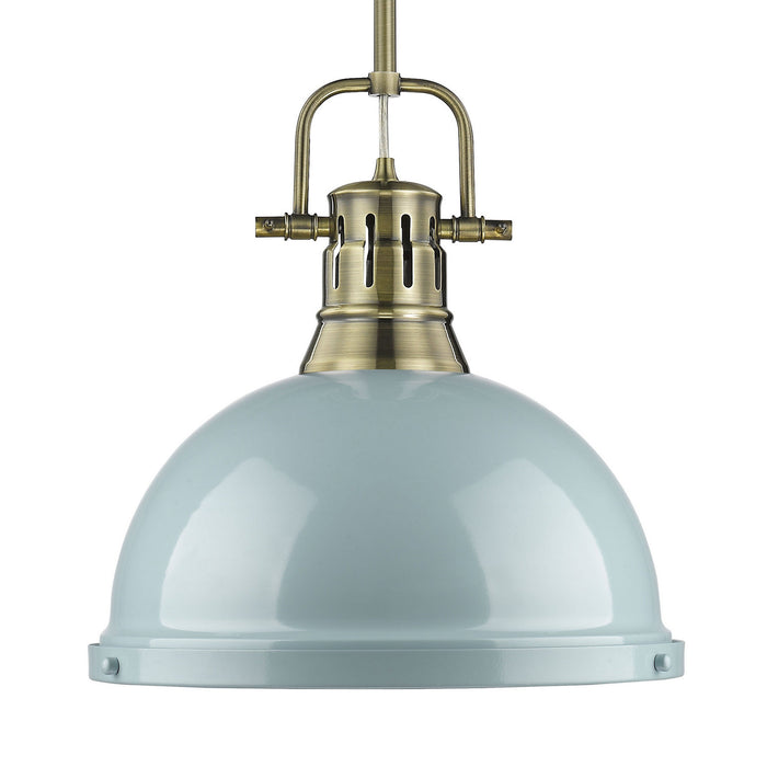 Duncan 1-Light Pendant with Rod in Aged Brass