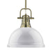 Duncan 1-Light Pendant with Rod in Aged Brass with White Shade
