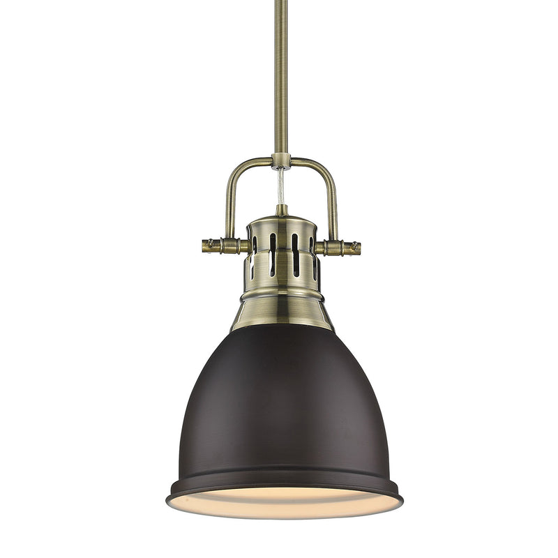 Duncan Small Pendant with Rod in Aged Brass