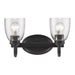 Parrish 2-Light Bath Vanity in Matte Black with Seeded Glass