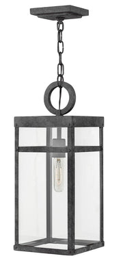 Porter Outdoor Hanging Lantern in Aged Zinc