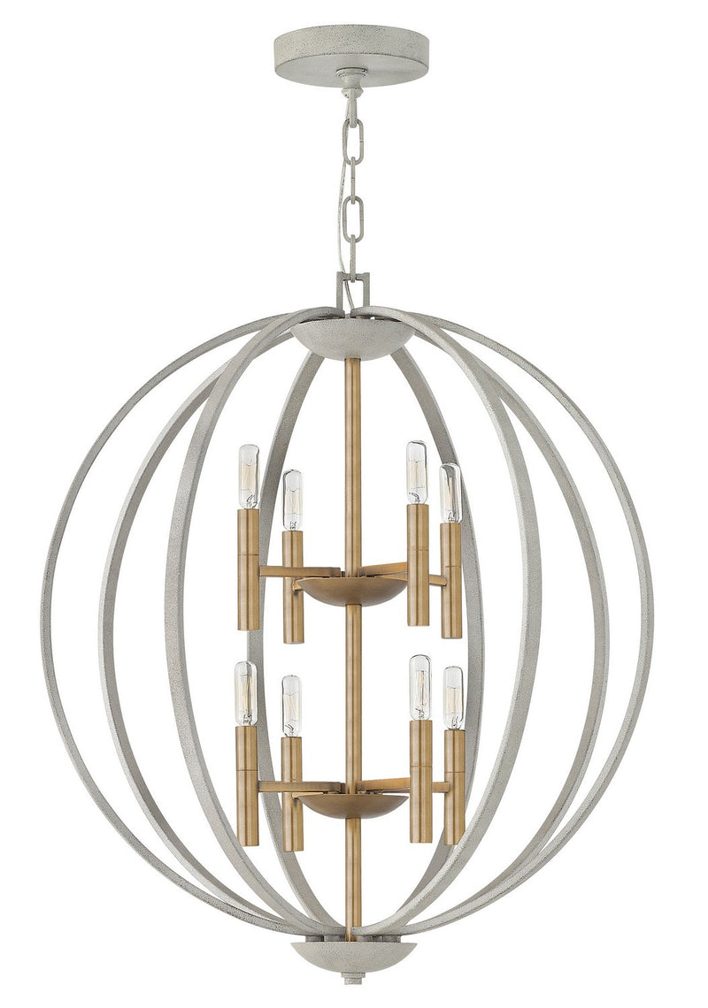 Euclid 8-Light Two-Tier Orb Chandelier in Cement Gray