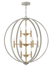 Euclid 12-Light Three-Tier Orb Chandelier in Cement Gray