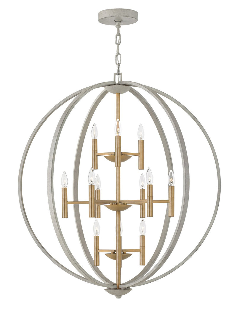 Euclid 12-Light Three-Tier Orb Chandelier in Cement Gray