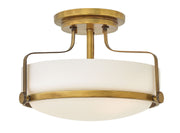 Harper 3-Light 14.5" Semi-Flush Mount in Heritage Brass