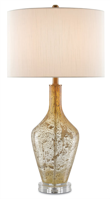 Habib 1-Light Table Lamp in Champagne Speckle with Eggshell Shantung Shade - Lamps Expo